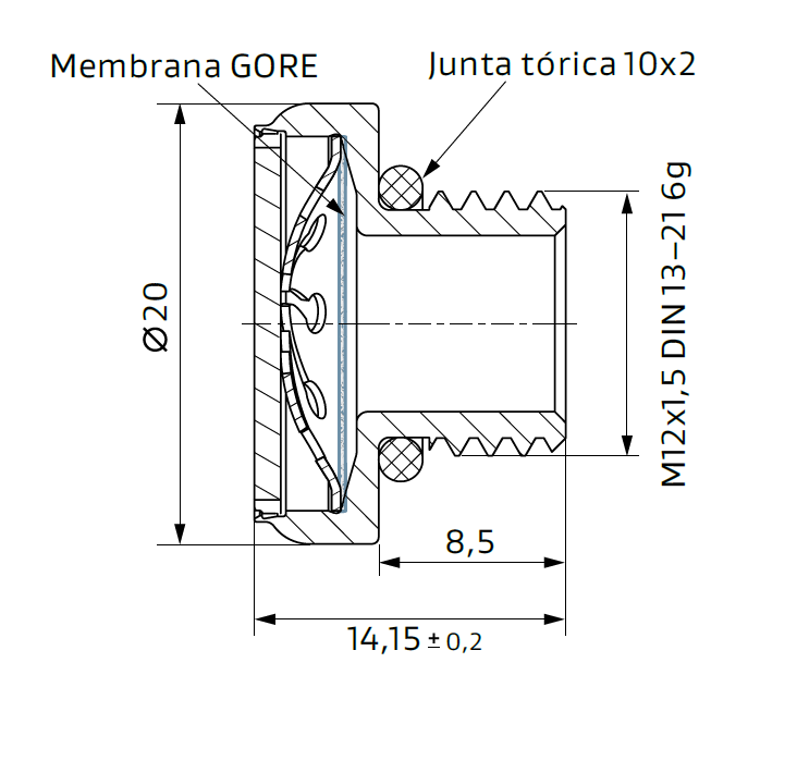 GORE PolyVent Stainless Steel - dimensions